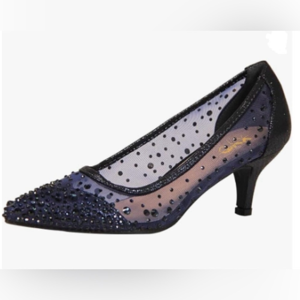 XYD Blue Mesh Heels with Rhinestones - Picture 2 of 9